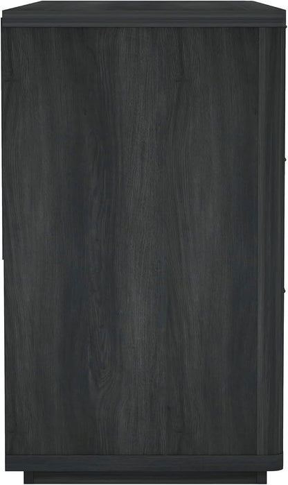 Manhattan Comfort Evelyn 60" Wide Modern Wood Dresser with 6 Drawers, Premium Storage Drawers with Rounded Edges and Brushed Gold Handles, Versatile Home Furniture, Charcoal Gray