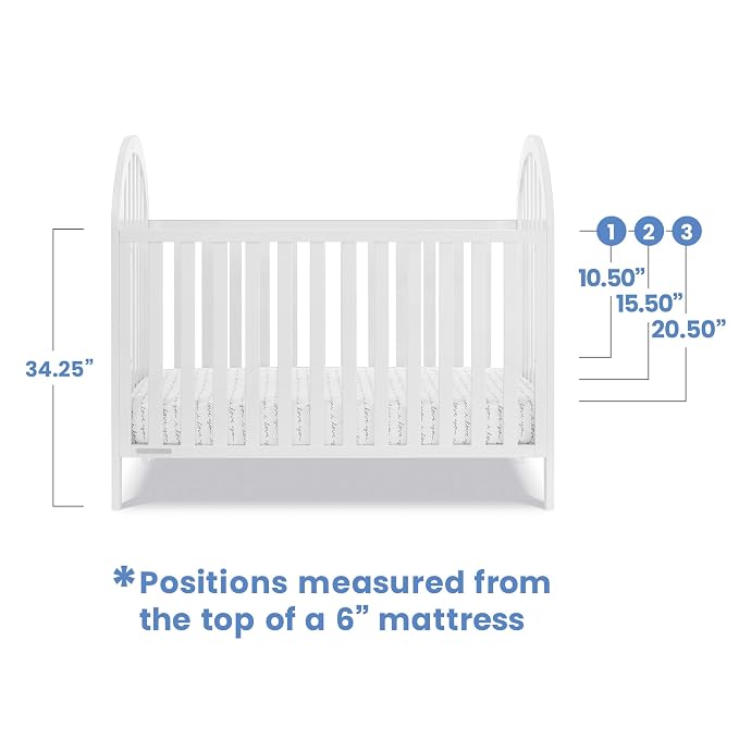 Delta Children Milano 4-in-1 Convertible Crib - Greenguard Gold Certified, Bianca White