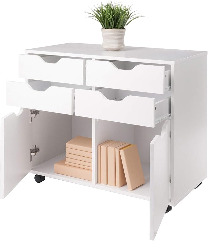Winsome Halifax Mobile Storage Cabinet with Doors & Drawers, Stylish & Functional Home Storage Cabinet for Filing, Kitchen Organization, Moveable Furniture for Office, Dorms, Apartments