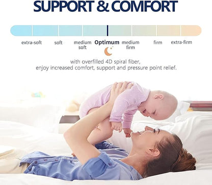 Mattress Topper Twin XL for Back Pain, Extra Thick Mattress Pad Cover, Plush Pillow Top, Deep Elastic Pocket, Navy