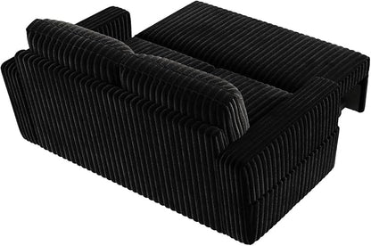 HONBAY Modular Pull Out Sofa Bed,Corduroy Loveseat, Couches for Living Room,Black