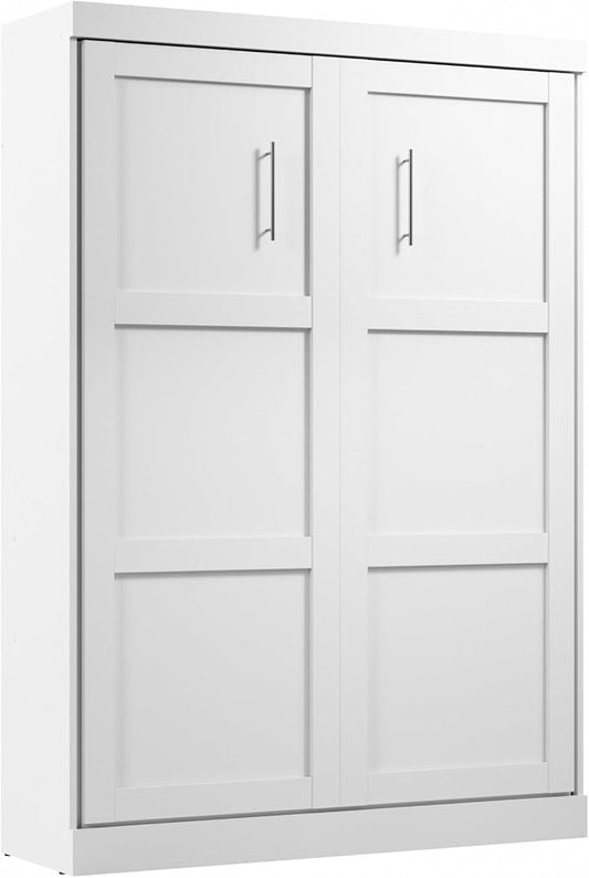 Bestar Pur Full Size Murphy Bed in White, 59-inch Space-Saving Sleeping Arrangement for Multipurpose Area, Bedroom, Guest Room, or Living Room