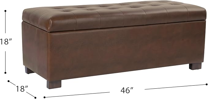 HomePop 46" Tufted Storage Bench - Antique Brown