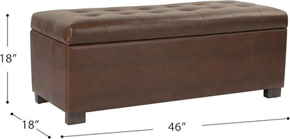 HomePop 46" Tufted Storage Bench - Antique Brown