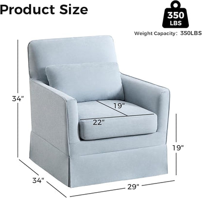 INZOY Swivel Accent Chair, Mid Century Modern Chair, Comfy Swivel Barrel Reading Chair, Upholstered Square Chair for Living Room Bedroom Small Spaces, Sky Blue