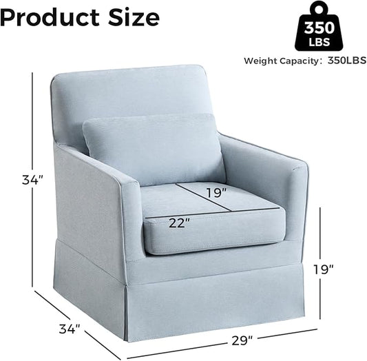 INZOY Swivel Accent Chair Set of 2, Mid Century Modern Chair, Comfy Swivel Barrel Reading Chair, Upholstered Square Chair for Living Room Bedroom Small Spaces, Sky Blue