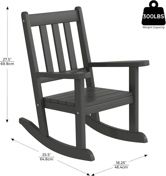 Costaelm Paradise Kids Outdoor Preschool HDPE Plastic Rocking Chair (Set of 2), Gray