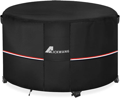Fire Pit Cover Round 54 Inch Waterproof,Outdoor Heavy Duty Durable 600D Tear-Resistant Fire Pit Table Cover,Patio Round Firepit Cover 54" D x 24" H, Black