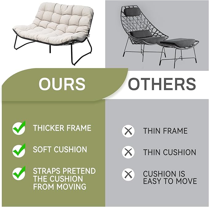 Crestlive Products Outdoor Couch，Patio Loveseat with Soft Cushions All Weather Patio Furniture for Porch/Balcony/Yard (2PC Beige)