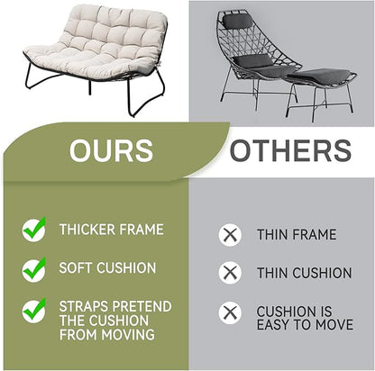 Crestlive Products Outdoor Couch，Patio Loveseat with Soft Cushions All Weather Patio Furniture for Porch/Balcony/Yard (3PC Beige)