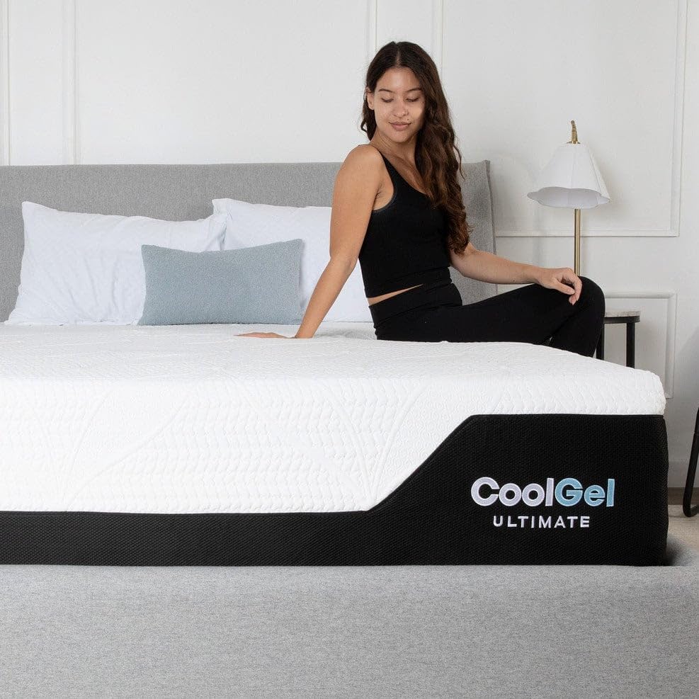COOL GEL Chill Memory Foam 14-Inch Mattress with Pillow, CertiPUR-US Certified, Mattress in a Box, Full, White