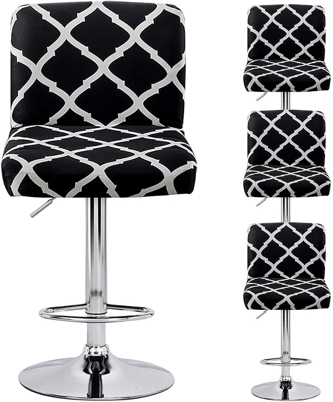 Levoberg Bar Stools Cover Set of 4 Printed Armless Swivel Barstools Slipcovers with Backs Stretch Square Counter Height Bar Stools Covers Modern Style #1