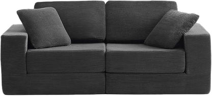 FILUXE Modular Sectional Sofa, Modern Modular Sofa Couch with Deep Seat，Comfy Cloud Couch, Sectional Couches for Living Room, Bedroom and Apartment，2-Seater，Dark Grey
