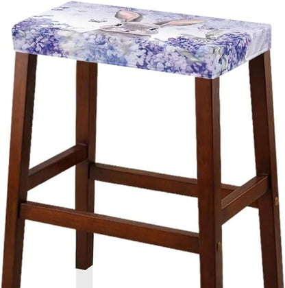 Easter Rabbit Bar Stool Covers Rectangle Set of 2 Stretch Barstool Seat Cover Rectangle Removable Bar Stool Seat Covers Bench Slipcover Vanity Chair Cover