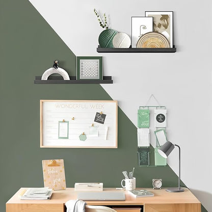 Forbena 24 Inch Floating Picture Ledge Shelf Set of 4 | Solid Wood | Size: W 24" x D 4.5" x H 2.2" | Living Room | Bedroom | Office