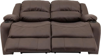 RecPro Charles 58" Powered Double RV Wall Hugger Recliner Sofa RV Loveseat with Upgraded 2023 Fabric (Chestnut)