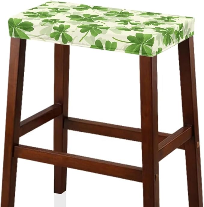 Bar Stool Covers St Patricks Day Bar Stool Covers Rectangle Set of 2 Stretch Vanity Chair Cover for Living Room Kitchen Counter Foot Stool Covers Rectangular Lucky Leaf