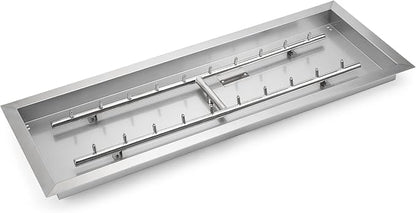 Stanbroil 36 x 12-Inch Rectangle Drop-in Fire Pit Pan with Jet Burner, 304 Stainless Steel Gas Firepit Insert for DIY Firepit Table, High Flame150,000 BTU Max