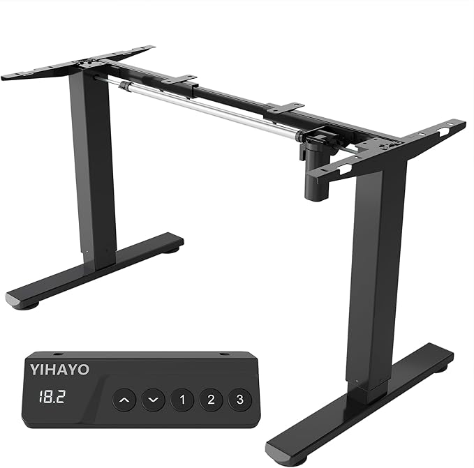 YIHAYO Low Height Adjustable Desk Frame, Lifts 18.1-28.3 Inches, Electric Standing Desk for Short People, DIY Workstation, Computer Table for Home Office (Black)