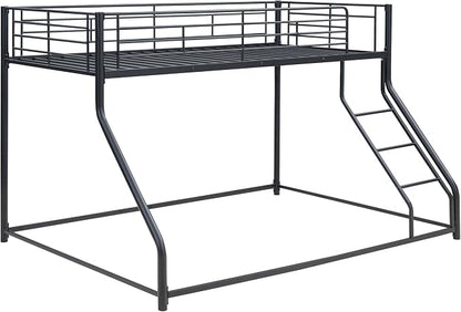 Harper & Bright Designs Twin XL Over Queen Bunk Bed, Heavy-Duty Metal Floor Bunk Bed Frame with Ladder for Kids Boys Girls Teens,Black