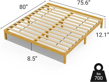 LIFEMENT King Bed Frame Classic Wood Platform, Noise Free, Under Bed Storage, No Box Spring Needed, Easy Assembly, Natural