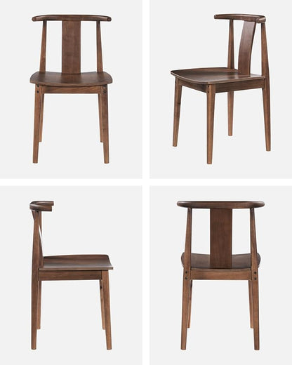 EYYTHUNG Wood Dining Chairs Set of 4, Farmhouse Kitchen Chairs with Curved Back Mid Century Wishbone Dining Chairs for Dining Room/Kitchen, Brown