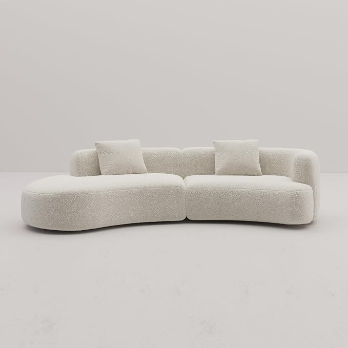 Acanva Formia Boucle Curved Sectional Couch for Living Room | Modular Sofa, Modern Minimalist, Wood Frame, For Apartment, Home Office