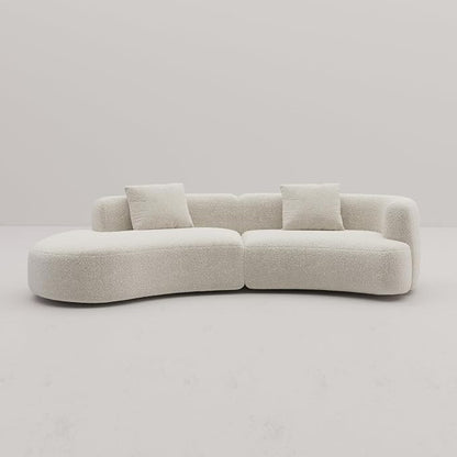 Acanva Formia Boucle Curved Sectional Couch for Living Room | Modular Sofa, Modern Minimalist, Wood Frame, For Apartment, Home Office