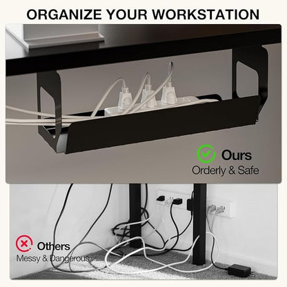 Muvai L Shaped Standing Desk with Cable Management Tray, 71 Inch Height Adjustable Electric Standing Corner Desk, Sit Stand Up Table for Home Office with Reversible Splice Board,Black