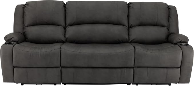 RecPro Charles 94" Powered Triple RV Wall Hugger Recliner | Drop Down Console | RV Furniture with Upgraded 2023 Fabric (Gunmetal)