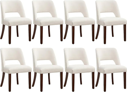 Dining Chair Set of 8,Modern Dining Room Chairs with Thick Cushions,Upholstered Linen Fabric Kitchen Chairs for Kitchen Dining Room Beige