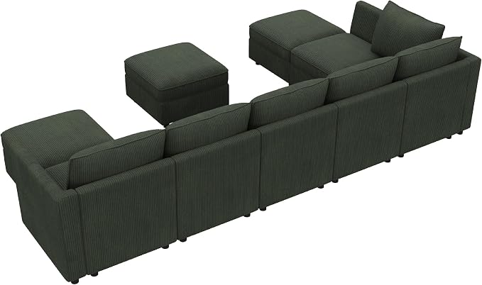 HONBAY Modular Sectional Sofa with Storage, U Shaped Couch Modular Convertible Sectional Couches for Living Room - Green