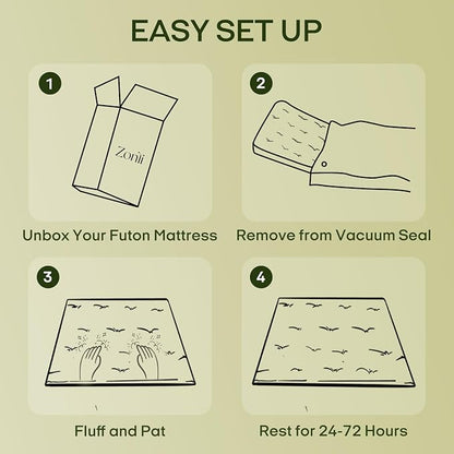 ZonLi Japanese Floor Futon Mattress Twin Size 75"x 39", 100% Cotton Cover 2.5'' Thicken Tatami Mattress, Foldable Sleeping Pad, Portable Dormitory Tatami Mat, Roll Up Floor Lounger Bed for Adult