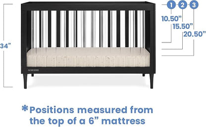 Delta Children Bowie 4-in-1 Convertible Acrylic Crib - Greenguard Gold Certified, Black Ebony