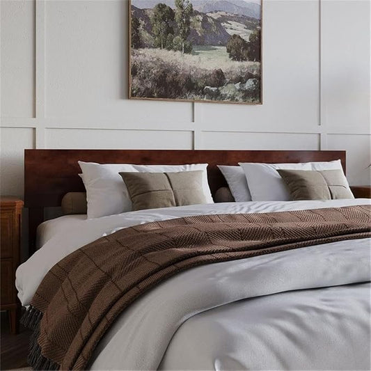 AFI, Orlando King Adjustable Modern Solid Wood Panel Headboard, Walnut