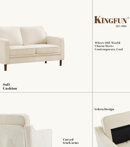 Kingfun 60" Chenille Sofa, Loveseat Couch, Mid Century Modern Love Seat Couches with Solid Wood Frame for Living Room Bedroom