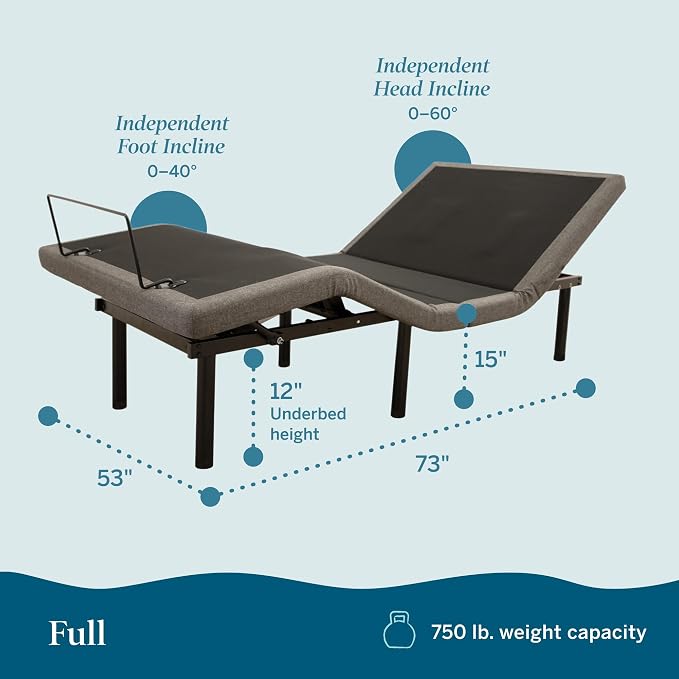 Lucid® L600 Adjustable Bed Frame – Zero Gravity – Massage – App, Full