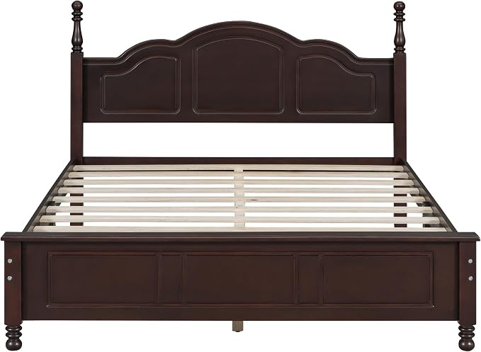 Harper & Bright Designs Bedroom Set Furniture, 3-Pieces Bedroom Sets, Queen Size Wood Platform Bed and 2 Nightstands, Dark Walnut