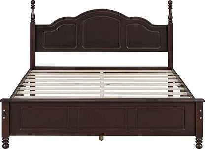 Harper & Bright Designs Bedroom Set Furniture, 3-Pieces Bedroom Sets, Queen Size Wood Platform Bed and 2 Nightstands, Dark Walnut