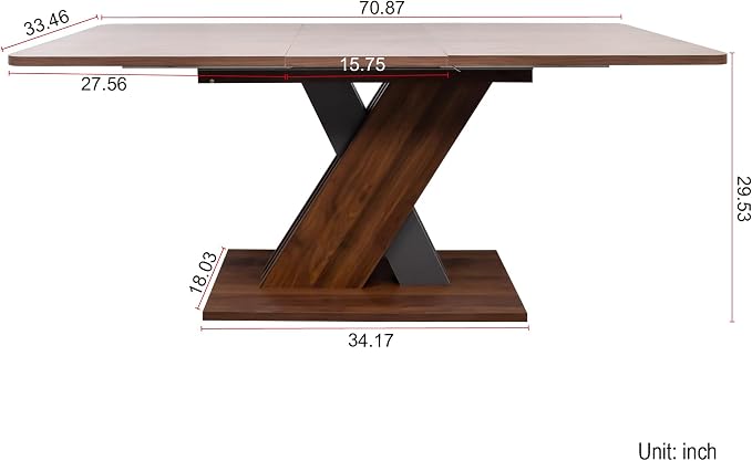 55"-71" Extendable Dining Table for 4-8 People, Space-Saving Extra Long Transformer Table with Extension Leaves Holder, Walnut