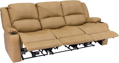 RecPro RV Recliner Charles 80" Powered Triple Wall Hugger | Drop Down Console | RV Furniture with Upgraded 2023 Fabric (Toffee)