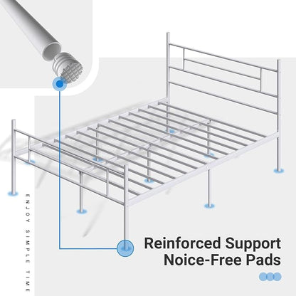 Avenco Metal Platform Bed Frame King Size with Classical Headboard and Footboard, 14 Inch, Under Bed Storage, Strong Metal Slats Support, Mattress Foundation, No Box Spring Needed