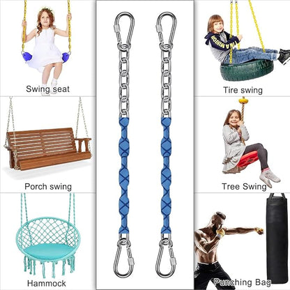 BeneLabel 2Pcs 65" Stainless Steel Swing Chains with 4 Quick Connection Hooks Heavy Duty Hanging Chain for Porch Swing, Swing Set, Hammock Chairs, Hanging Chair, Indoor Outdoor 1000 lb Capacity