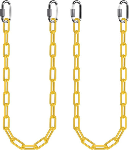 2Pcs 40" Heavy Duty Hanging Chains with Carabiners 1000 LBs Capacity Swing Chain Extension with Hooks Hammock Chains Yellow Coated Chain for Hanging Chair, Punching Bags, Swing Chair, Egg Chairs