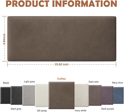 IFNOW Wall Mounted Upholstered Headboard Queen, 3D Peel and Stick Soundproof Panels, Reusable and Removable Padded Leather Bed Headboard, 9 Panels 9.84" x 23.62", Coffee