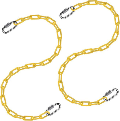 2Pcs 20" Heavy Duty Hanging Chain with Hook Swing Extension Chain Yellow | 1000 LB Capacity Coated Hammock Extension Chain for Swing Set, Hanging Chair, Porch Swin, Heavy Bags, for Indoor Outdoor Use