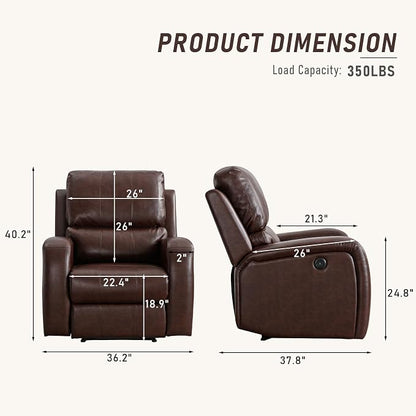 HAOMARKETS Electric Recliner Chair Set of 2, Soft PU Leather Power Recliners with Padded Backrest, Single Overstuffed Heavy Duty Reclining Sofa for Living Room Bedroom, Brown