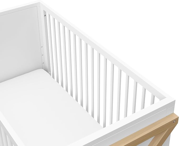 Storkcraft Equinox 3-in-1 Convertible Crib – GREENGUARD Gold Certified, Fits Standard Crib Mattress, Converts to Toddler Bed and Daybed, 4 Adjustable Mattress Heights (White and Driftwood)