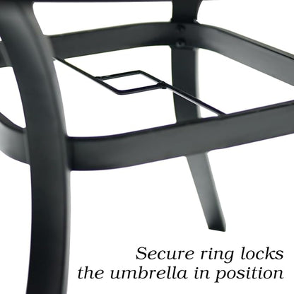 Outdoor Patio Set, 37" Square Glass Dining Table and 4pcs Swivel Chairs, All-Weather Patio Furniture Set with 1.7" Umbrella Hole for Garden Backyard Lawn Poolside