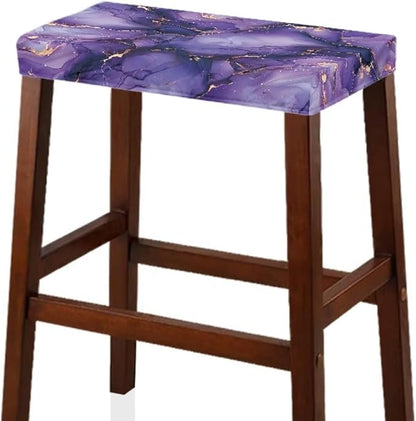 Drak Purple Marble Bar Stool Seat Covers Rectangle Stool Covers Set of 2 Bench Covers Slipcover Rectangle Stretch Counter Height Bar Stools Slipcovers Counter Stool Covers Saddle Seat Cover
